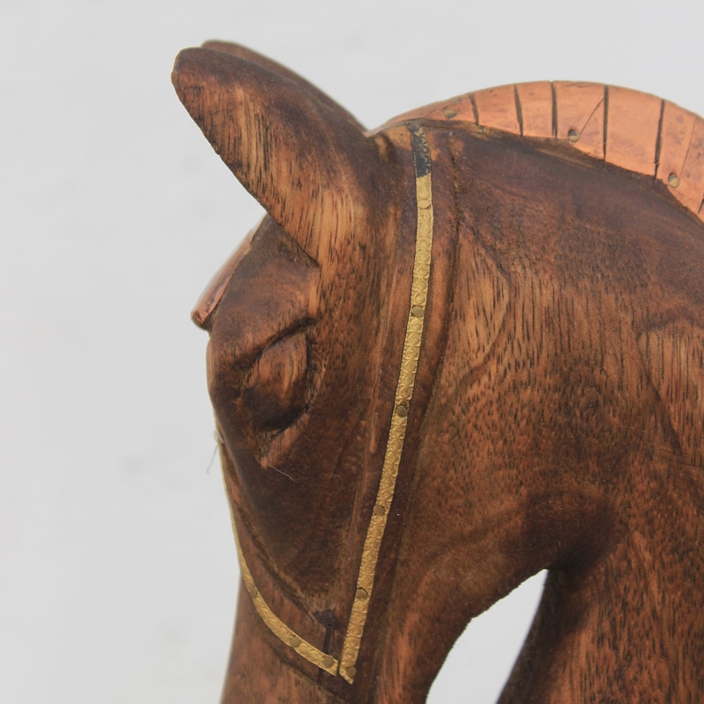 Rustic Handcrafted wooden Horse Face Statue Horse Head Stand Sculpture Home Decor Table decor Figure