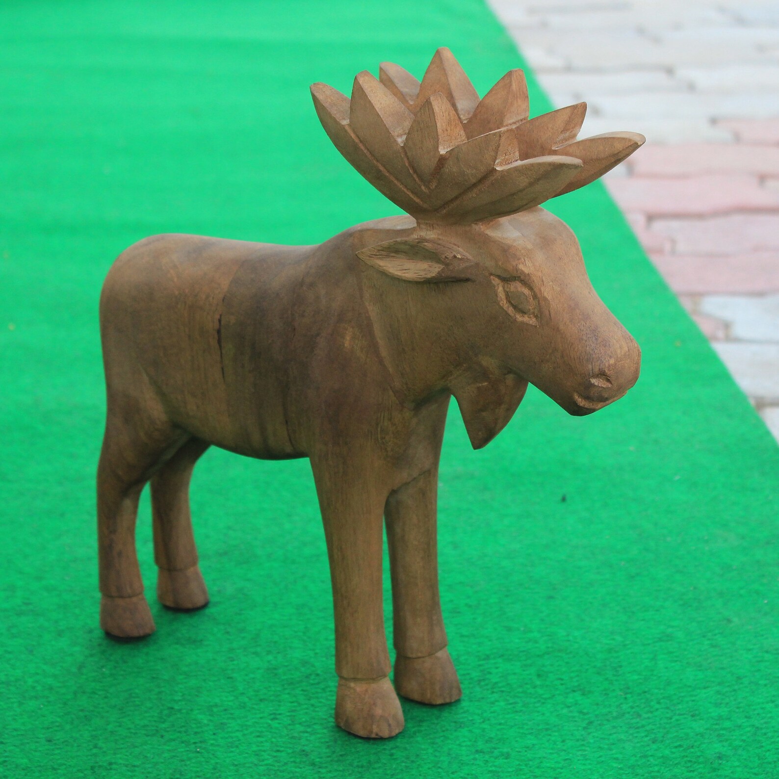 Vintage Rustic Solid Wood Moose Figurine Set of Two Etsy