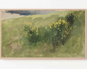 Samsung Frame TV Art Spring Wildflowers | Lijst TV Kunst Landschap | Frame TV Rolling Hills | Frame Tv Zacht Licht | Frame Tv Groen Art
