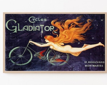 Digital TV Art Fahrrad für Samsung Frame TV | Art Deco Fahrrad Vintage Poster | Tv ART Kunstwerk für Lg Tv | Digitaler Kunstrahmen Tv