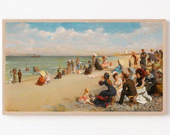 Vintage Decorative Victorian/Edwardian Beach/Seaside Scenes Colourful A4 Print31 