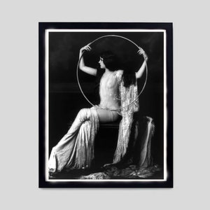 Flapper Follies Art Print | Art Deco | Jazz Age | Ziegfeld Follie| 1920&#39;s Black and White | Glamorous | Pin Up | Risque Woman with Hoop