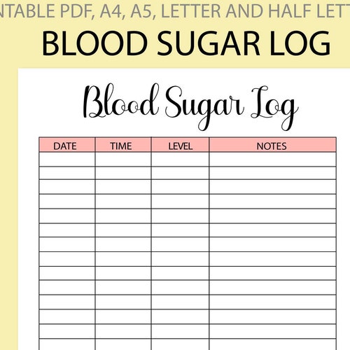 Printable Blood Glucose Tracker Diabetes Management Blood - Etsy