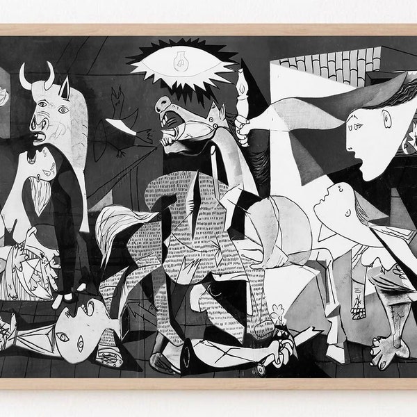 Cadre pour téléviseur Samsung, téléchargement numérique 4k, oeuvre d'art murale Picasso Guernica | Noir et blanc | Peinture abstraite | Impression moderne | Numérique | Télécharger