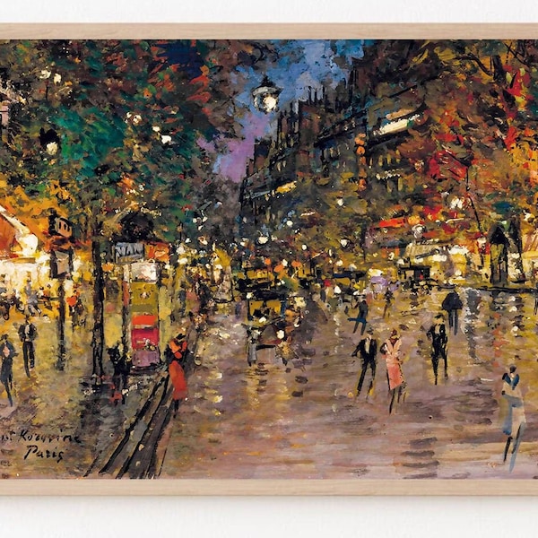 Samsung Frame TV Art Pairs Street Nightlife | Colorful Vintage Oil Painting | Digital Download for Screens