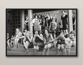 Vintage Pie Eating Contest Print, Funny Food Photography, Black and White Kitchen Wall Art, Quirky Dining Room Decor