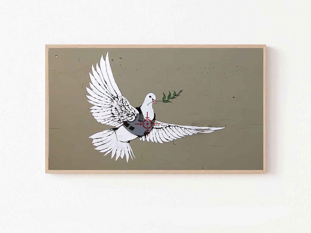 Banksy Frame TV Art Bullet Proof Vest Dove Target Graffiti Etsy