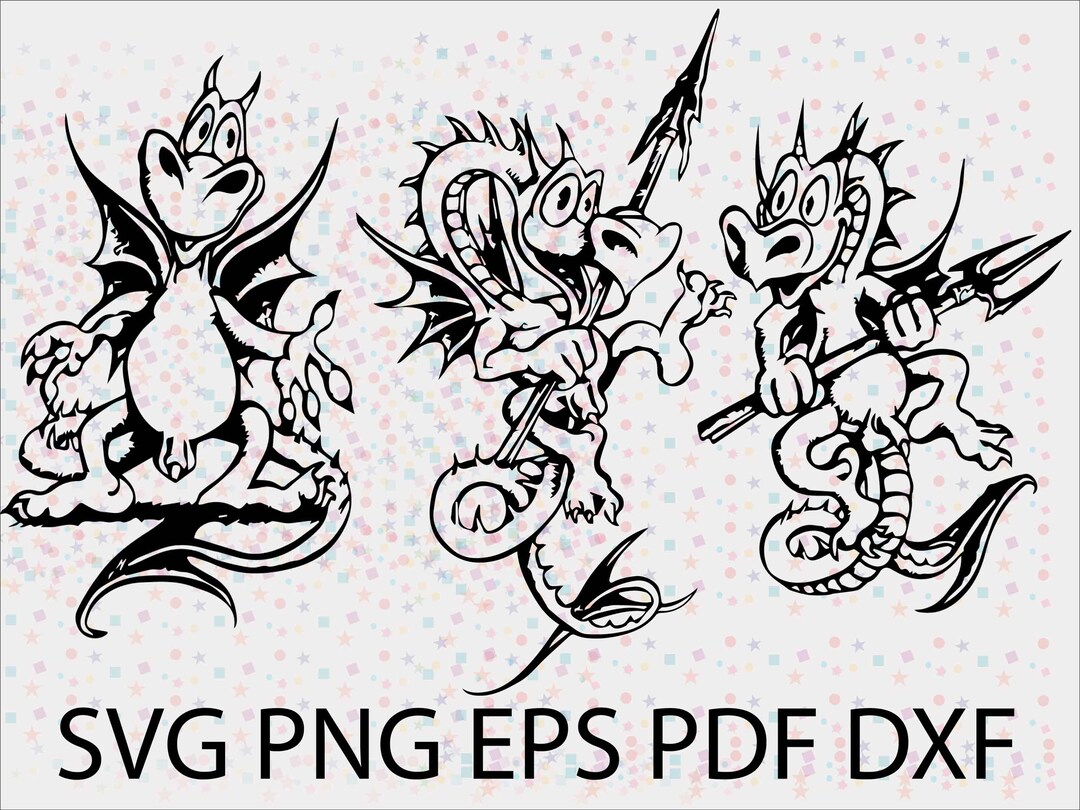 Cartoon Dragon Svg Bundle | Dragon Cut File | Dragon Svg | Dragons Head ...