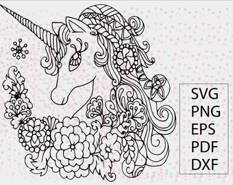 Einhorn SVG | Einhorn Mandala SVG | Zentangle SVG | Mandala SVG | Einhorn Zentangle SVG | SVG-Dateien für Cricut | Silhoutte Sublimation|Dxf