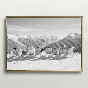 Impressão de foto vintage de esqui | Arte après-ski, cena de esqui de verão | Decoração de parede para impressão, pôster de chalé, download digital
