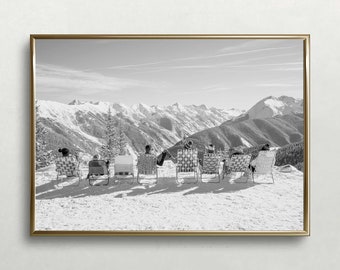 Impresión fotográfica vintage de esquí / Arte après ski, Escena de esquí de verano / Decoración de pared imprimible, Póster de cabaña, Descarga digital