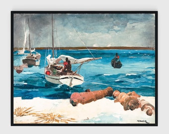 Sailboat Painting, Printable Lake House Decor Coastal Wall Art, Sail Boat Artwork