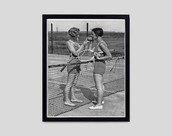 Vintage Women Tennis Cigarettes Print, Black White Wall Art, Photography Prints