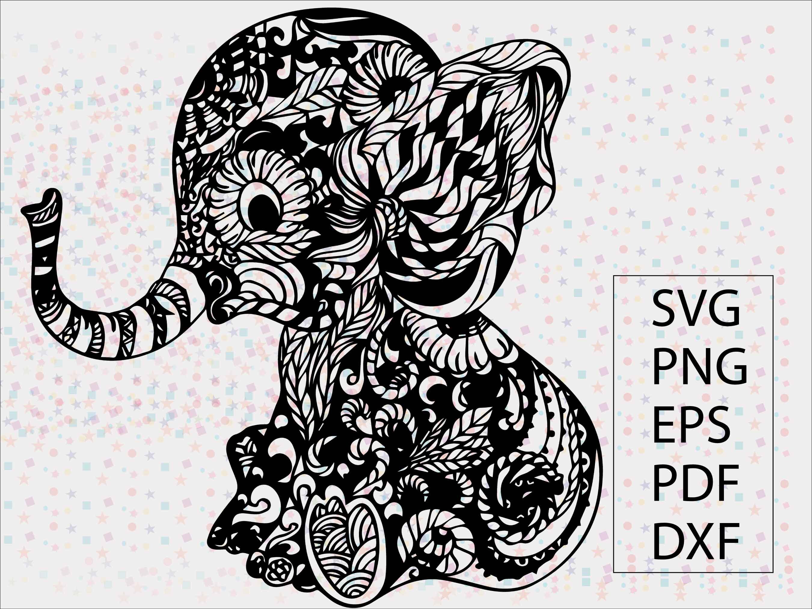 Baby Elephant SVG | Elephant Mandala SVG | Zentangle Svg | Mandala Svg |  Zentangle Svg | Svg Files for Cricut | Silhoutte Sublimation - Etsy, image size:2701x2026