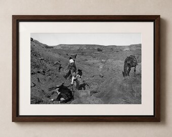 Working Cowboys Wall Art, Vintage Western Ranch Photography, Rustic Cattle Print, Black and White Decor