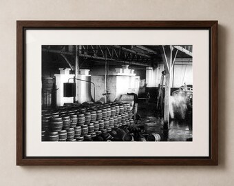 Prohibition Era Black and White Wall Art, Vintage Liquor Barrels Photo, Speakeasy Bar Decor, Historic Americana Print
