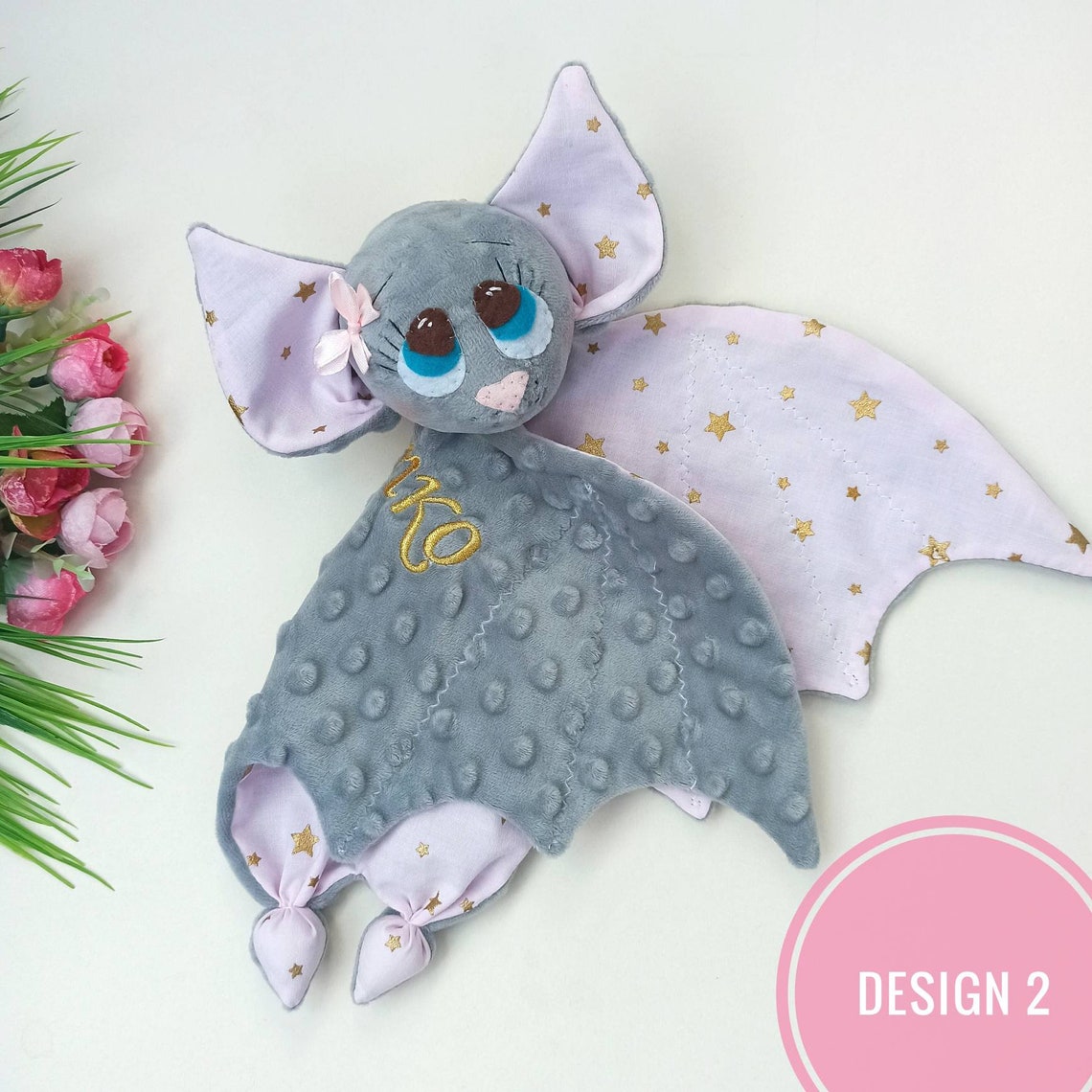 Personalised lovey bat for baby Bat Plushie Security Etsy