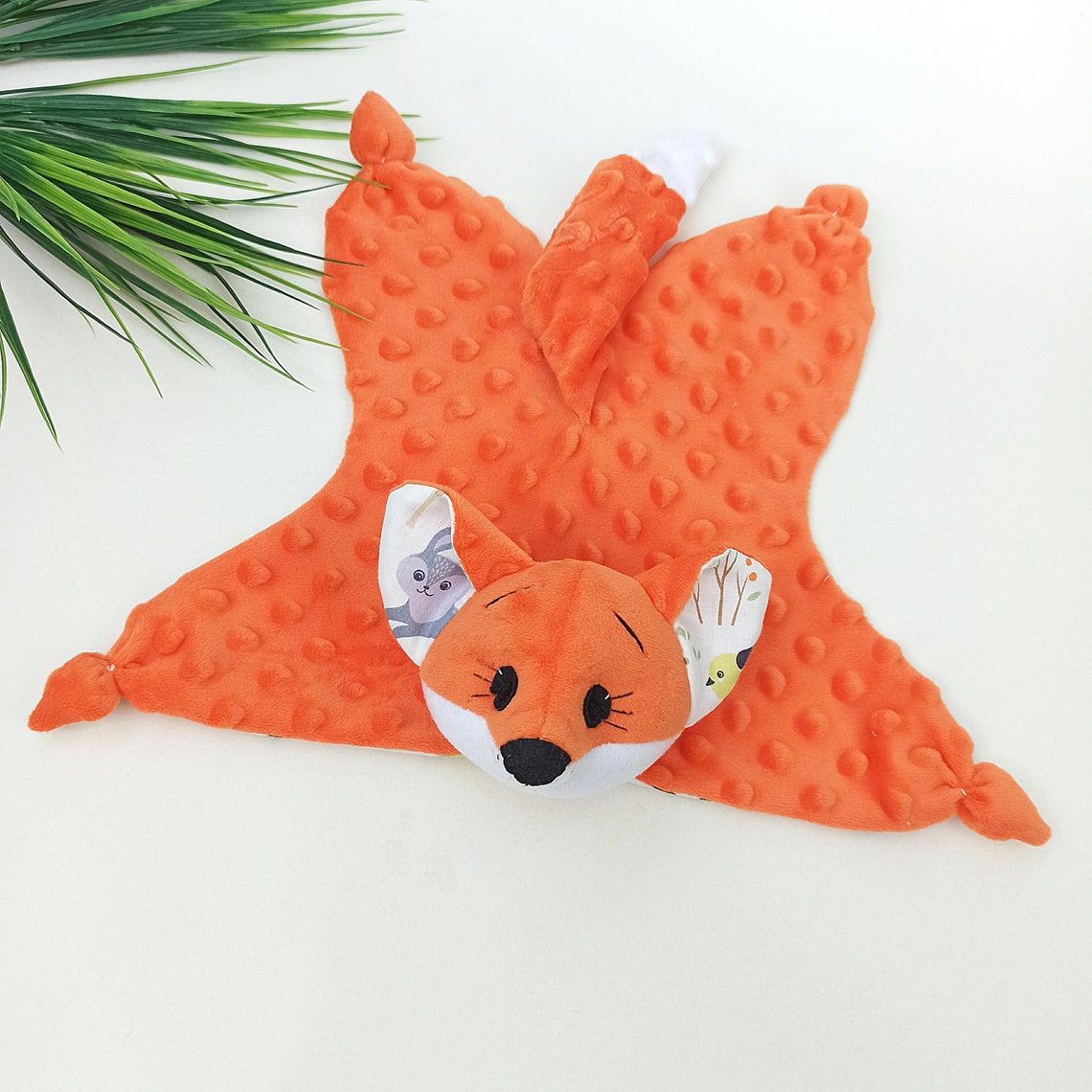 Customized red fox lovey Stuffed fox baby toy Animal print Etsy