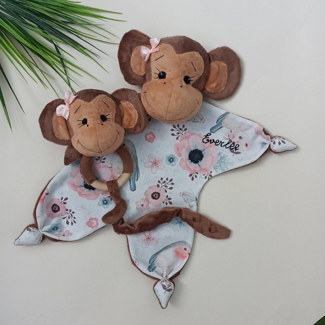 Personalized lovey blanket monkey Animal Lovey Stuffed Etsy