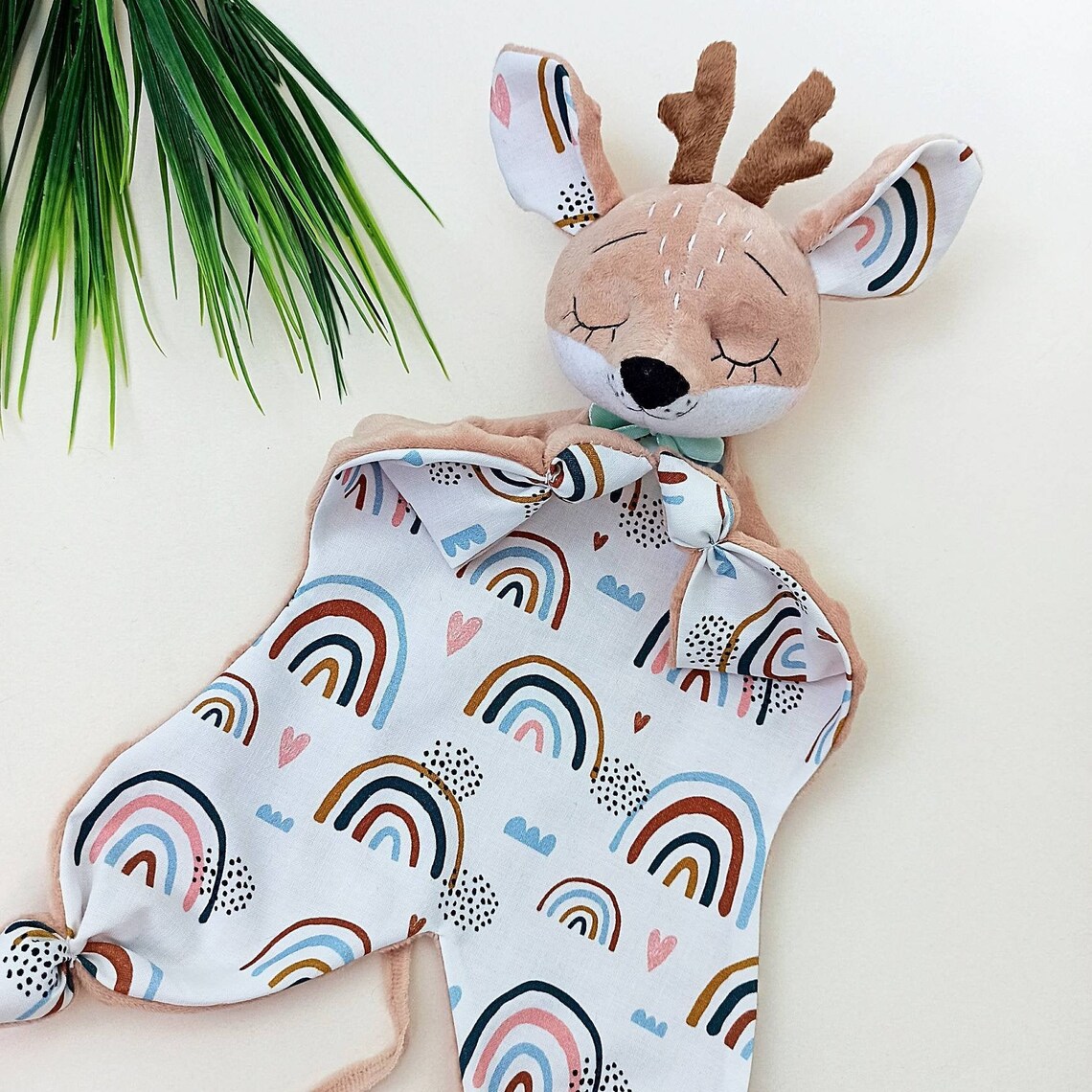 Cute Deer Security Blanket Doudou Personalized Lovey Baby Etsy