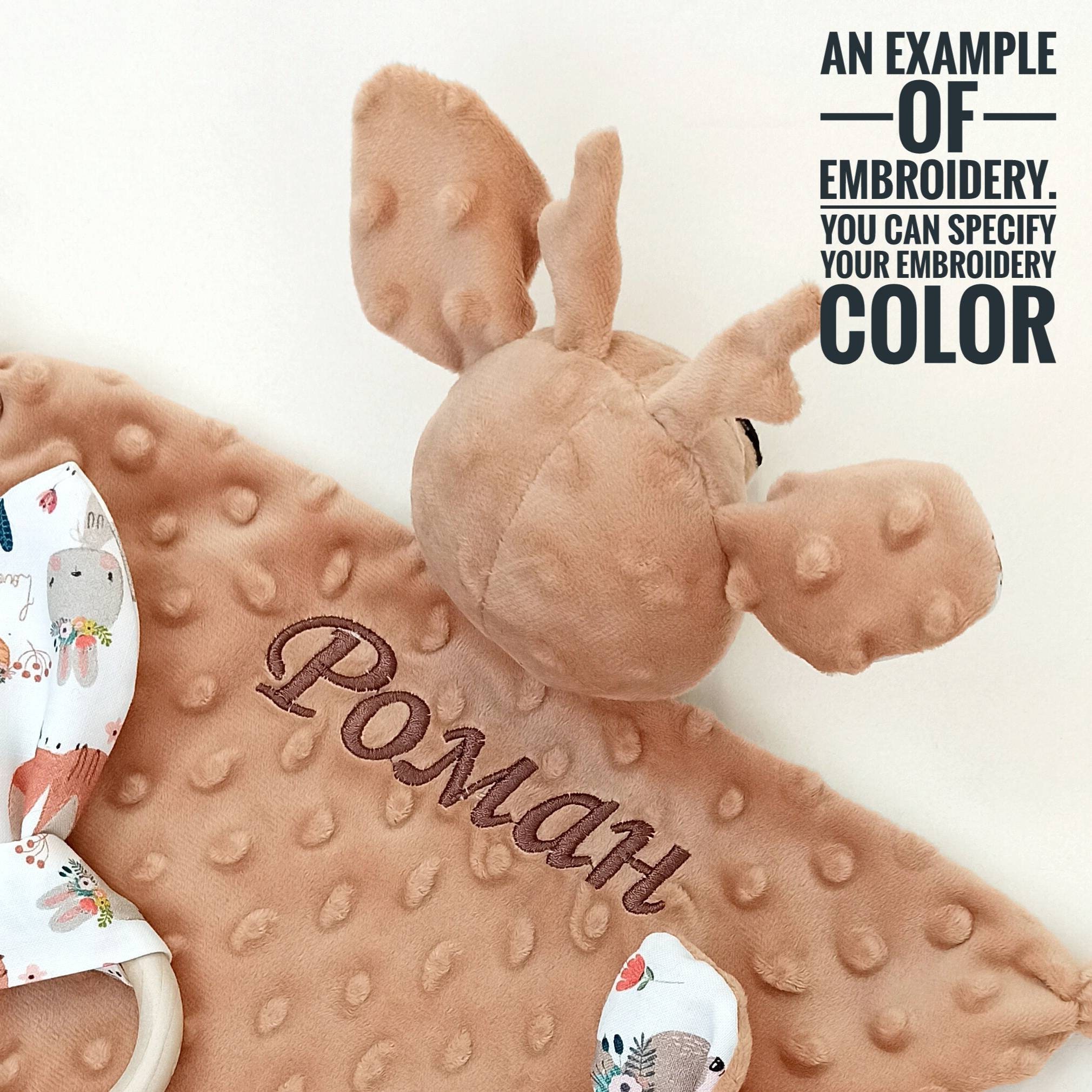Cute Deer Security Blanket Doudou Personalized Lovey Baby Etsy