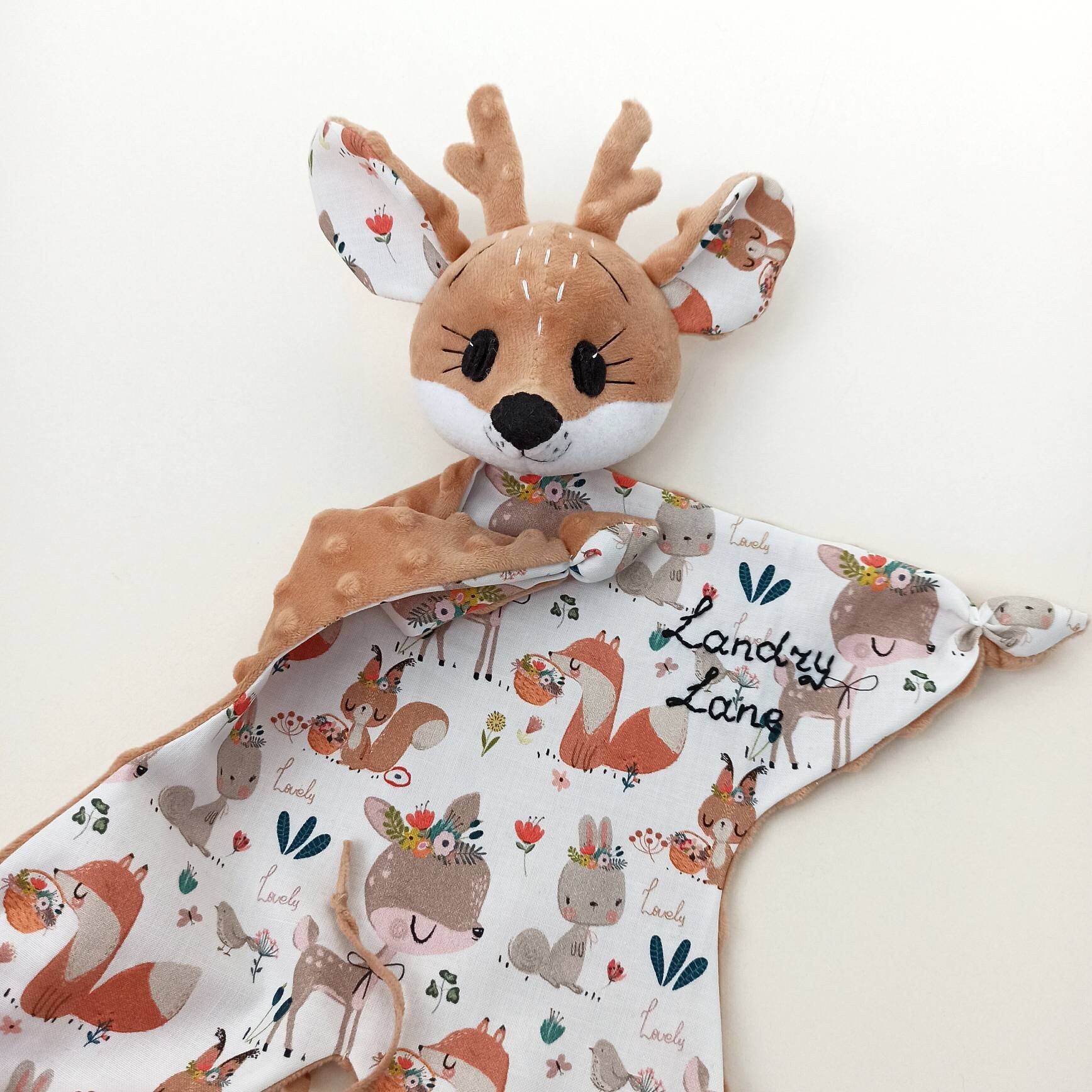 Cute deer security blanket Doudou Personalized Lovey Baby Etsy