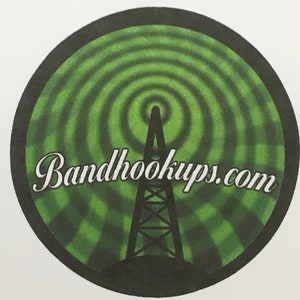 May include: A green and black circular logo with a radio tower and the text "Bandhookups.com".