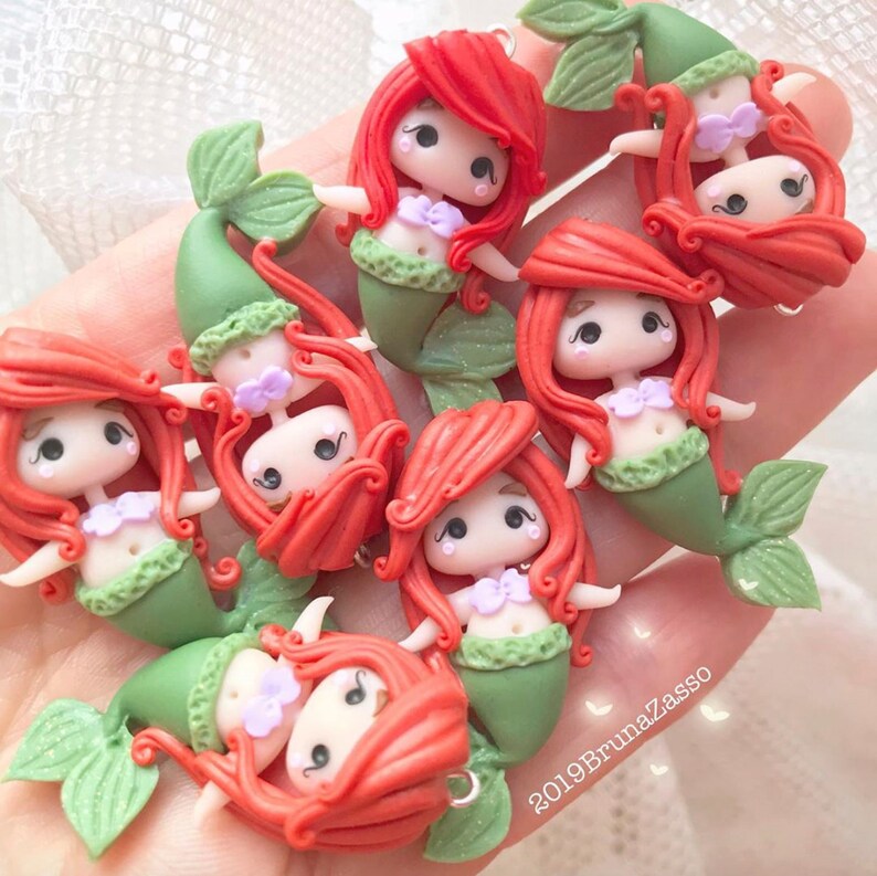 Ariel Necklace chibi Tiny Mermaid Cute fimo Polymer Clay ...