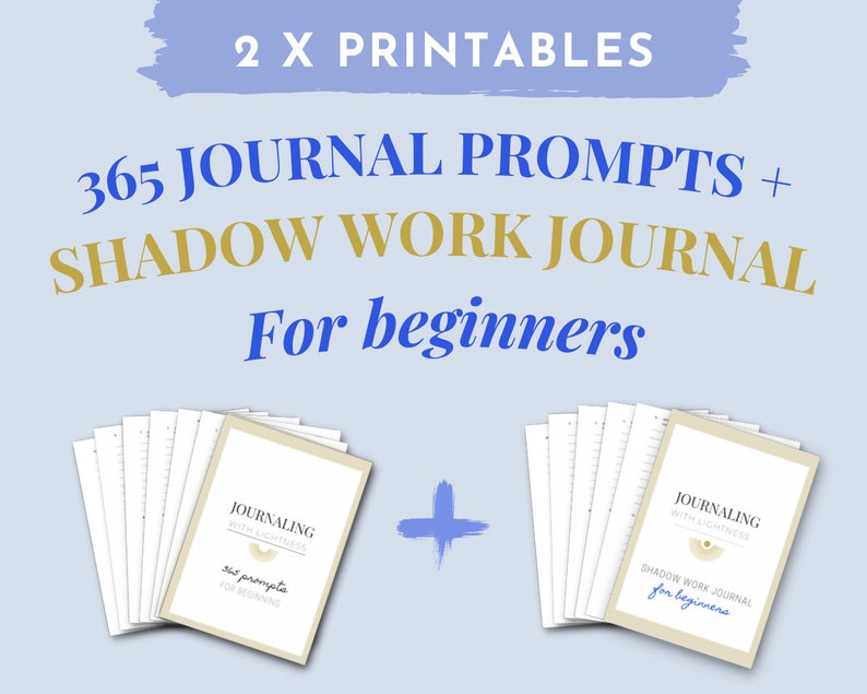 Shadow work journal prompts, 365 Journal Prompts for Beginners, Printable Journal Pages, Mental Health, Digital writing journal, Workbook image 1