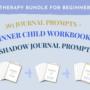 Therapy Workbooks Bundle for Anxiety,  365 Journal Prompts for Beginners, Inner Child Shadow Work Printable Shadow work journal prompts