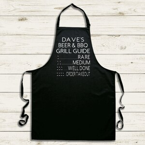 Personalized BBQ and Beer Guide Apron - Grilling BBQ Man Gift With or Without Pockets