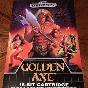 Golden Axe Sega Genesis WALL POSTER caja caja arte retro videojuego 24" cartel impresión