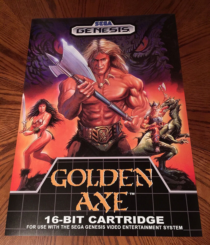 Golden Axe Sega Genesis WALL POSTER box case art retro video game 24" poster print