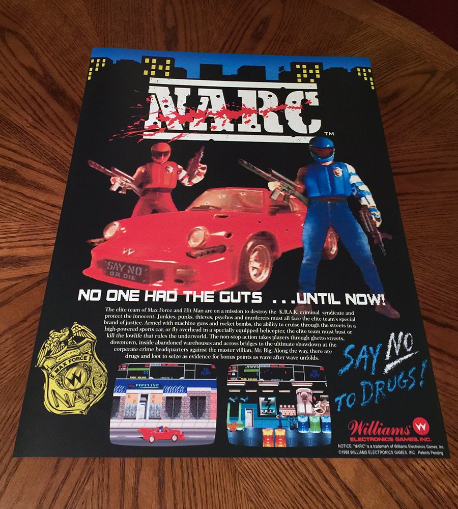NARC レトロ 80 年代アーケード ビデオ ゲーム スタイル 24 インチ