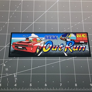 Naklejka winylowa z logo Sega OUT RUN Arcade, klasyczna gra wyścigowa z lat 80. na konsolę Genesis