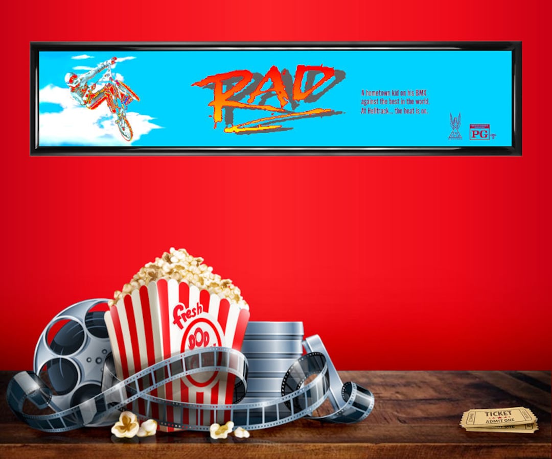 RAD Movie Theater Mylar 25 X 5 1986 BMX Movie Home Theater Marquee