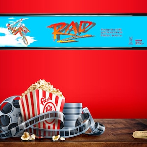 RAD movie theater mylar 25&quot; x 5&quot; || 1986 BMX movie || home theater || marquee poster