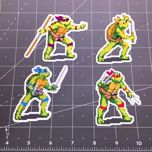 TMNT Teenage Mutant Ninja Turtles the Arcade Game sprite pixel sticker set stickers decals video game 80s cartoon 1980s toys
