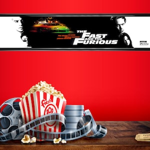 The Fast and the Furious (2001) movie theater mylar 25&quot; x 5&quot; || 2001 movie || home theater || marquee poster