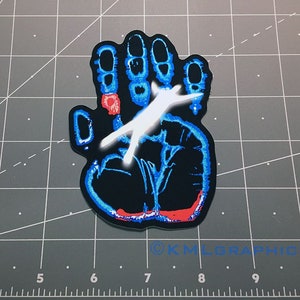 X Files hand with falling man decal sticker 90s tv show movie Fox Mulder Dana Scully flying saucer UFO alien Area 51 sci fi aliens