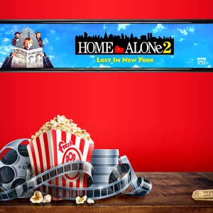 Home Alone 2 : Lost in New York movie theater mylar 25&quot; x 5&quot; || 1992 movie || home theater || marquee poster
