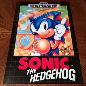 Sonic the Hedgehog Sega Genesis WALL POSTER box case art retro video game 24&quot; poster print