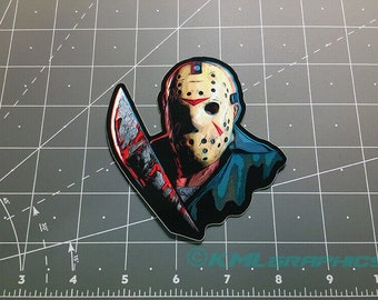 Jason Vorhees Friday the 13th machete vinyl decal sticker 1980s horror movie F13