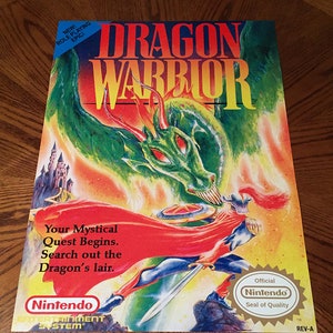 Dragon Warrior NES WALL POSTER video game box art cover rpg Quest Nintendo Entertainment System 1980s retro gaming vintage