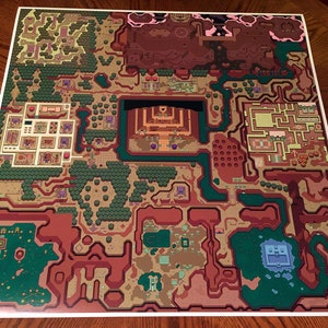 Legend of Zelda A Link to the Past Darkworld Hyrule enorme kaart video game WALL POSTER print nintendo 80s vtg gaming