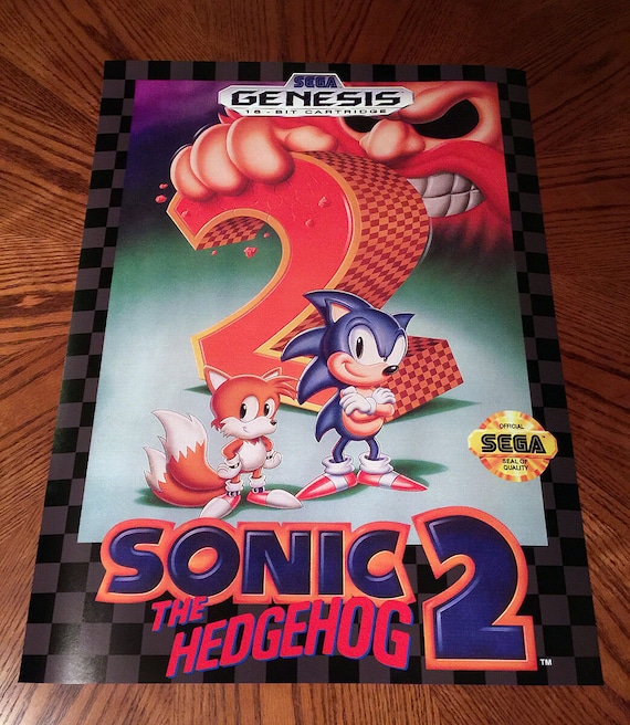 VINTAGE SEGA GENESIS SONIC HEDGEHOG 2 GAME GEAR PROMO POSTER 1991 17 X 22 CD JVC
