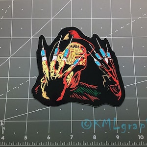 Freddy Krueger syringe glove sticker decal A Nightmare on Elm Street Dream Warriors needle movie series vinyl 1980s 80s horror movie