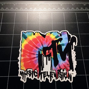 Mtv Melted TIE DYE Music Television 80's 90's decal sticker dj vj old school retro television vintage cd