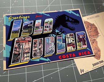 Greetings from ISLA NUBLAR Jurassic Park inspired movie prop postcard prop replica