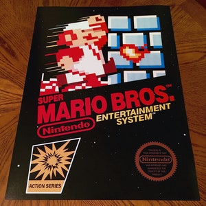 Super Mario Bros. NES WALL POSTER video game box art cover Nintendo Entertainment System 1980s 80s retro vintage gaming